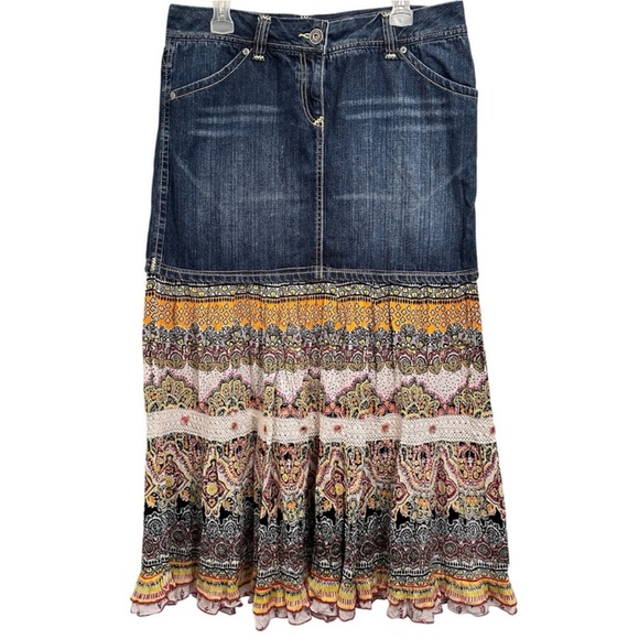 Tommy Hilfiger Bohemian Denim Layered Maxi Skirt - Size 14 - Picture 1 of 7